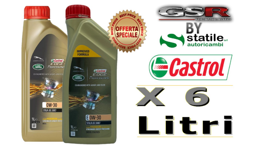 6 Litri Olio-Lubrificante Castrol Edge 0w30 E Jaguar Lt.1